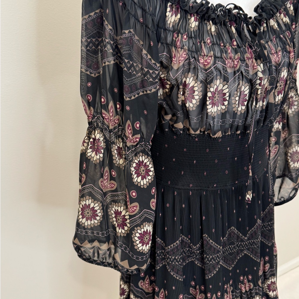 Zara Basic Boho Floral Smocked Dress - Size L - Picture 12 of 15